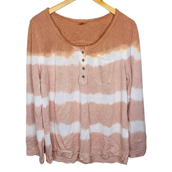 POL oversized pullover cotton henley pink ombre size medium - Picture 5 of 11